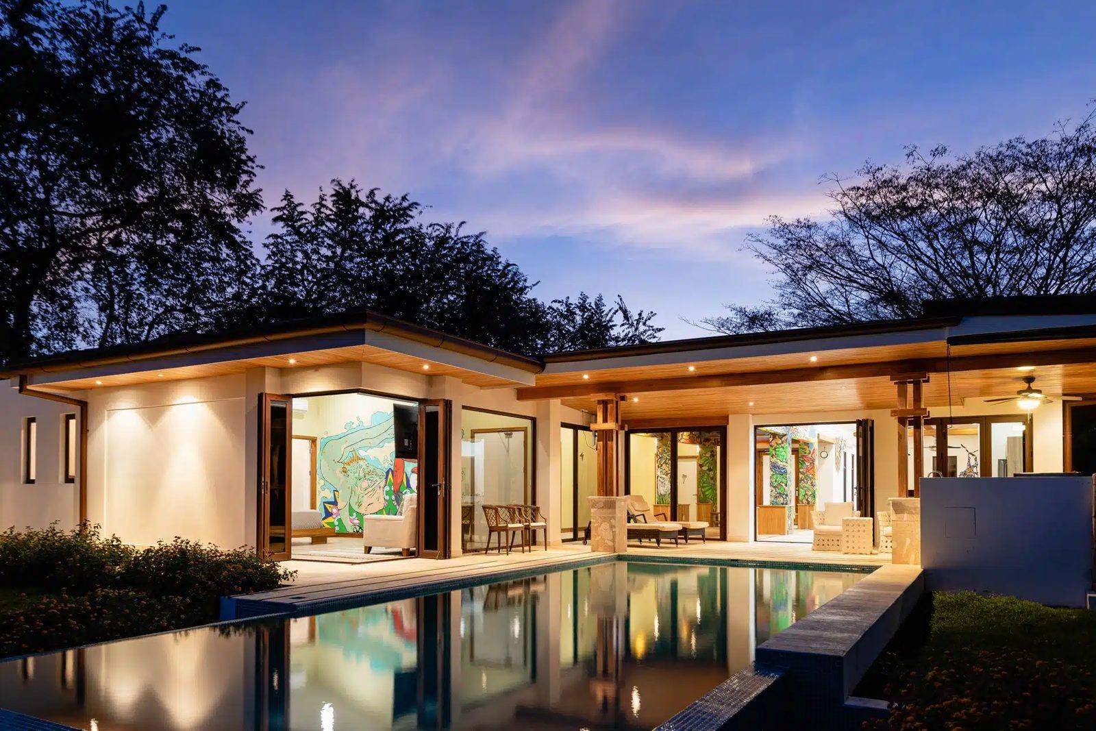 Private Gold Coast villa with pool at dusk