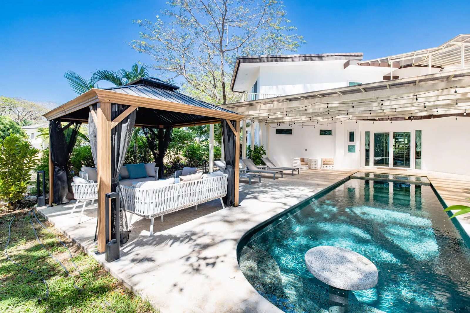 Gold Coast villa terrace, cabana, and pool